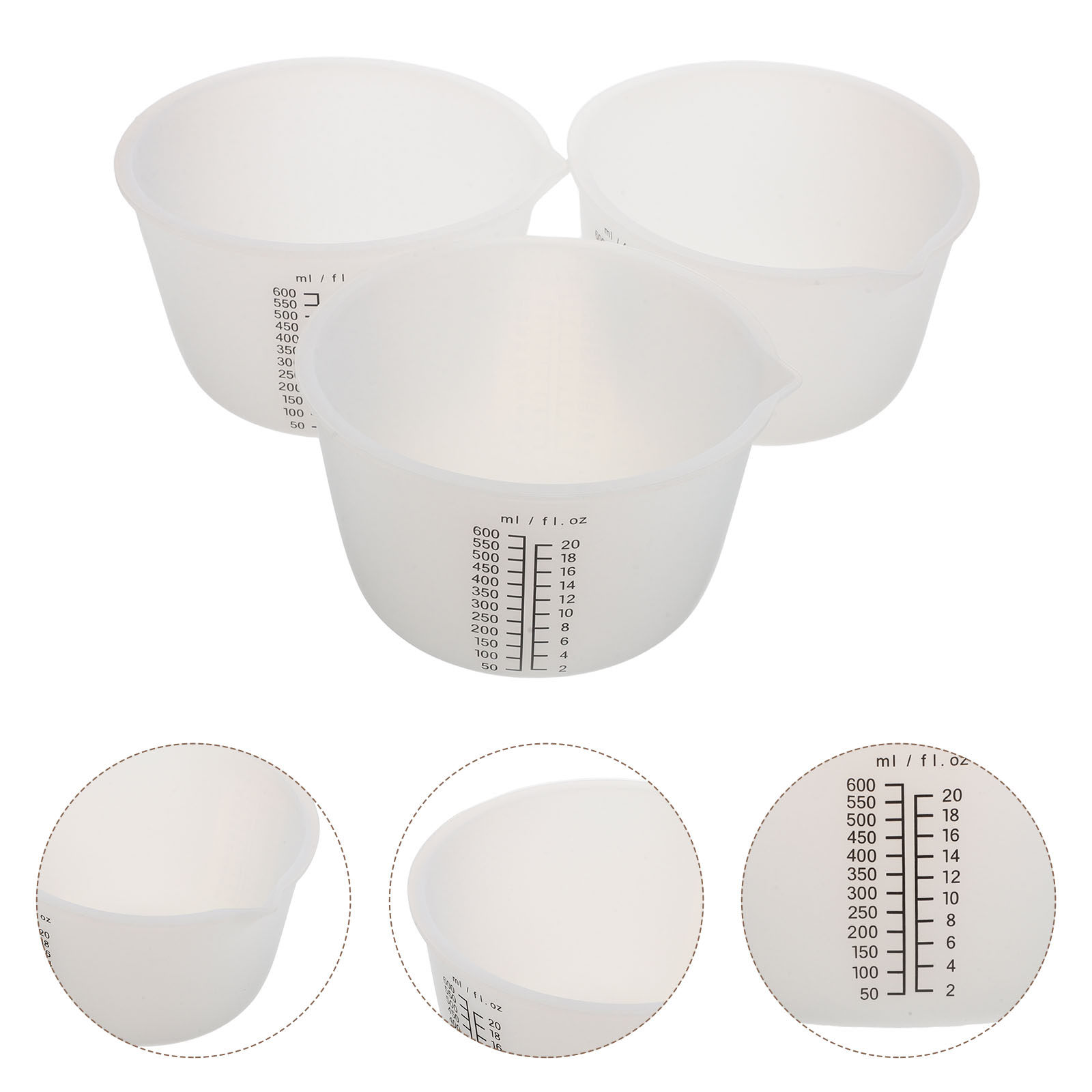 Resin Mixing Cup - 3Pcs Silicone Resin Pouring Cups 600Ml