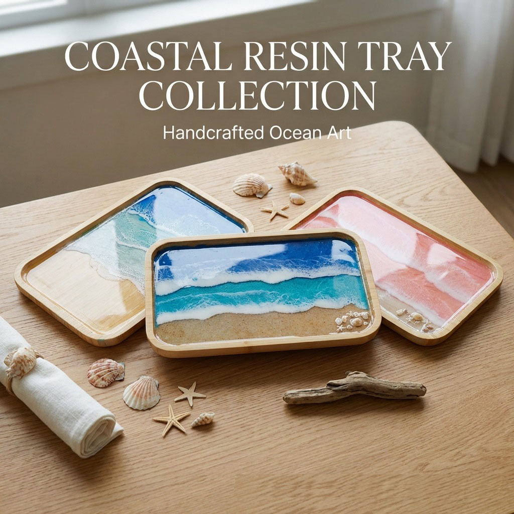 Resin Art With Wood - Epoxy Resin Ocean Art Decorative Tray