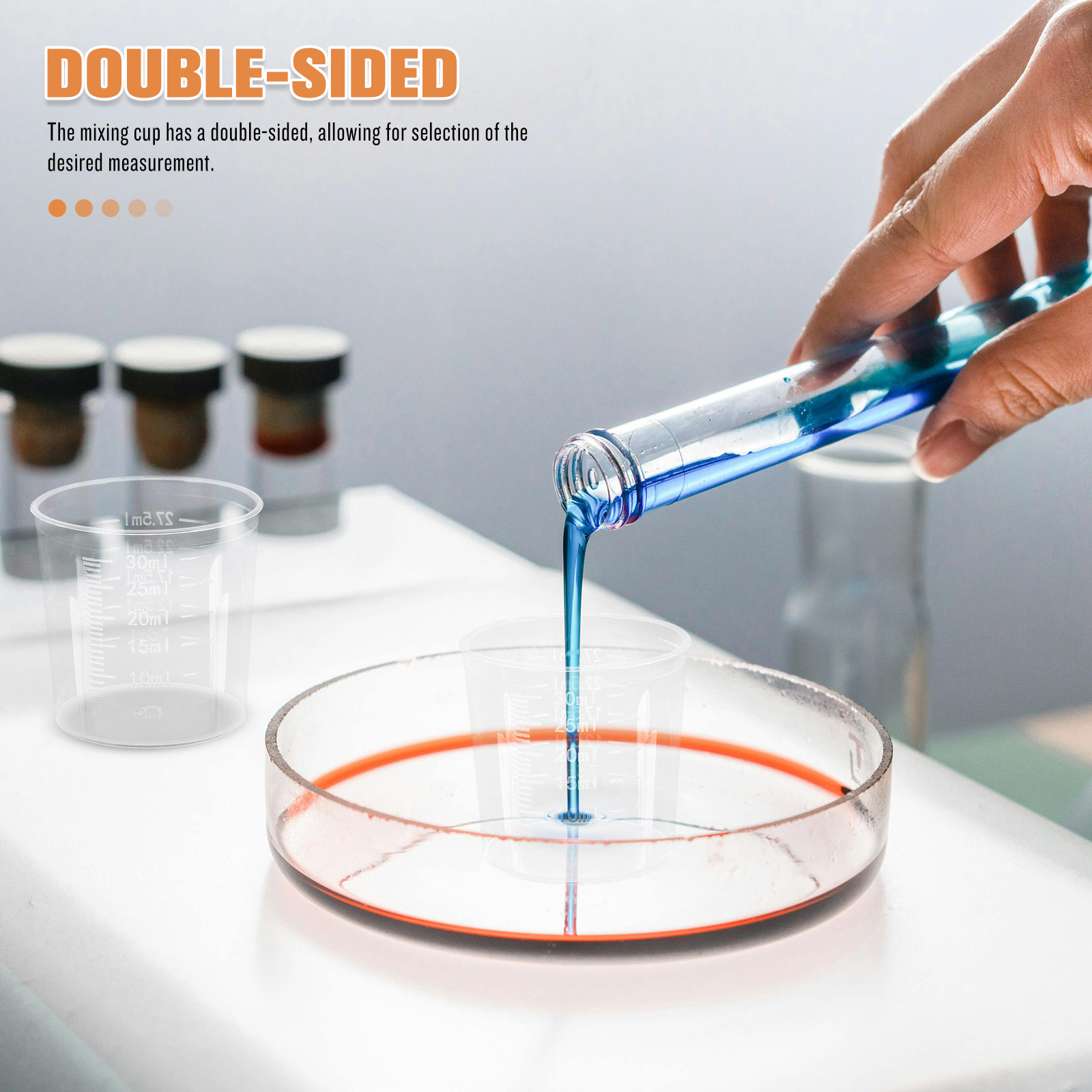 Resin Mixing Cup - 100Pcs 30Ml Measuring Cups Double-Sided Transparent
