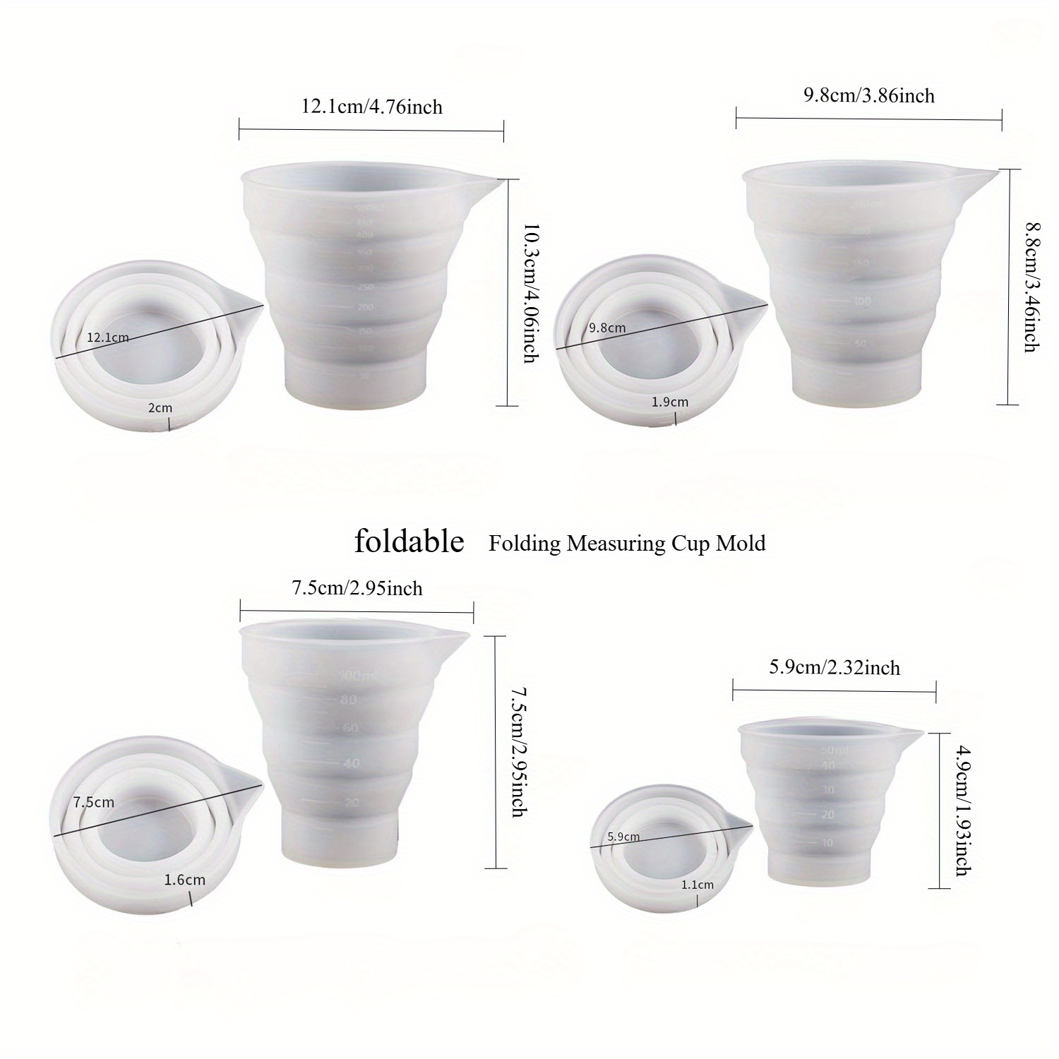 50-500ml Foldable Silicone Mea - Resin Mixing Cup recension och pris