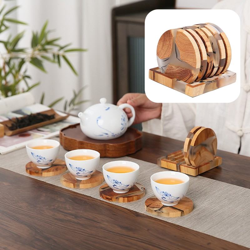 6Pcs Ink Style Tea Cup Coaster - Resin Mixing Cup recension och pris